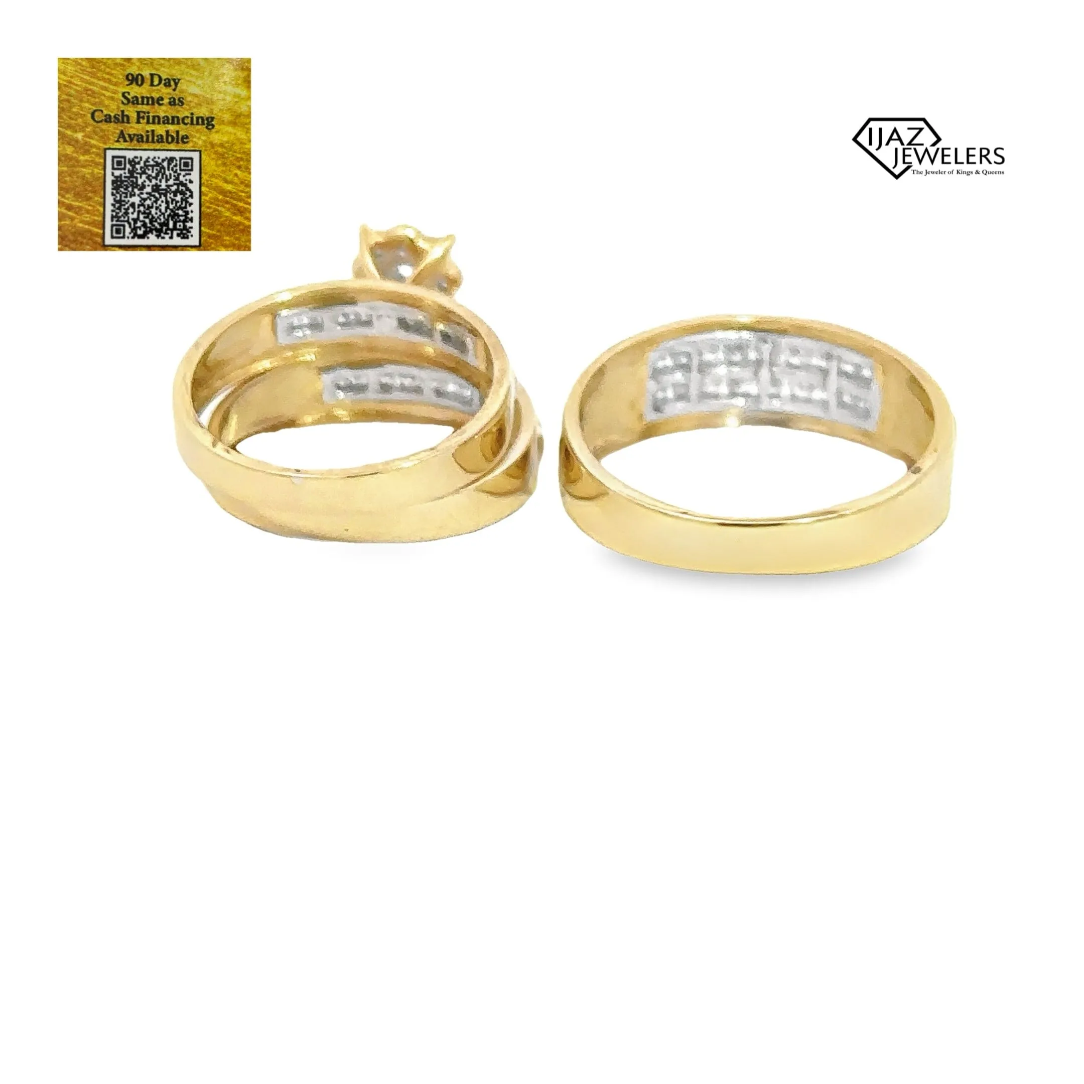 10K Gold 0.88 CTW Diamond Wedding Trio Set