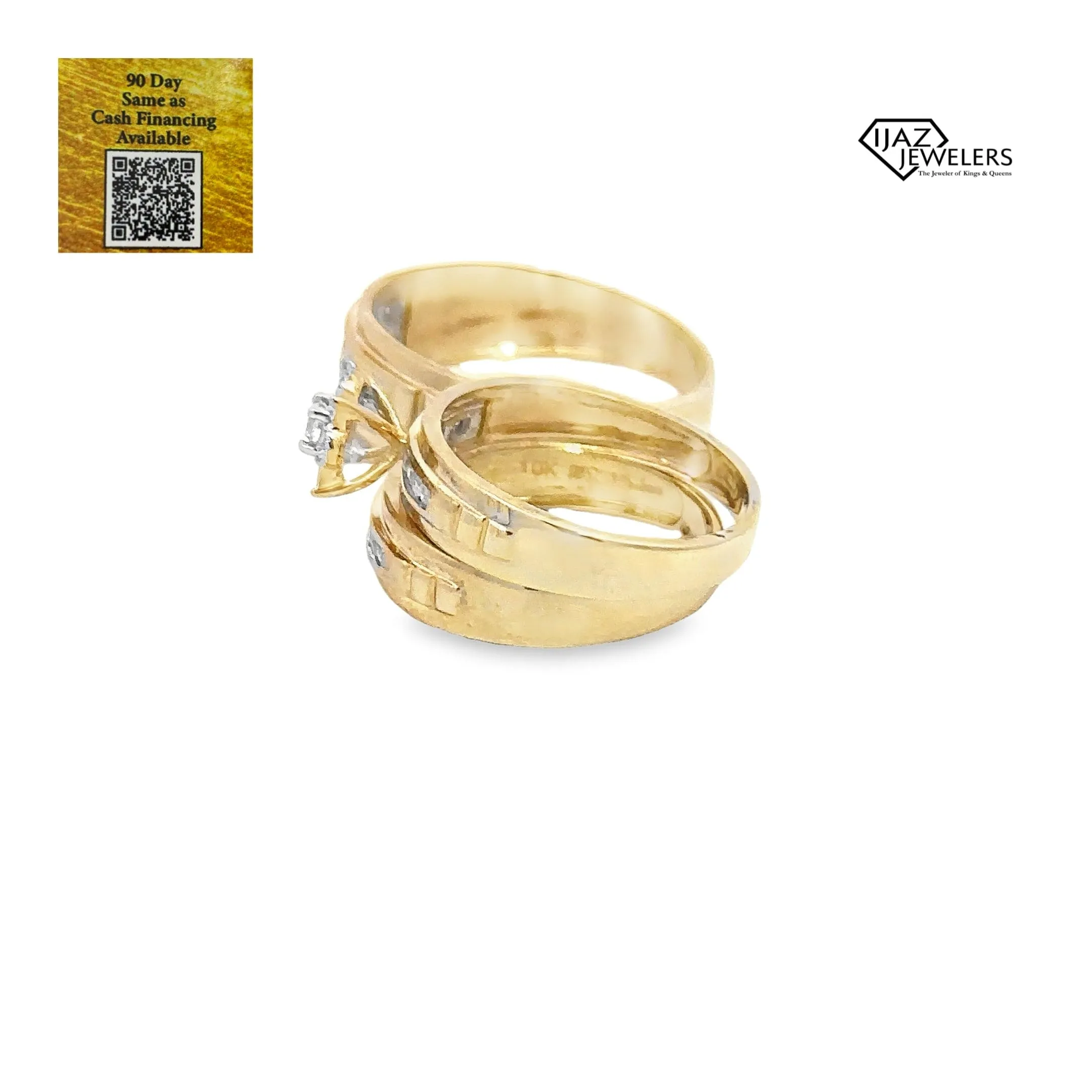10K Gold 0.88 CTW Diamond Wedding Trio Set