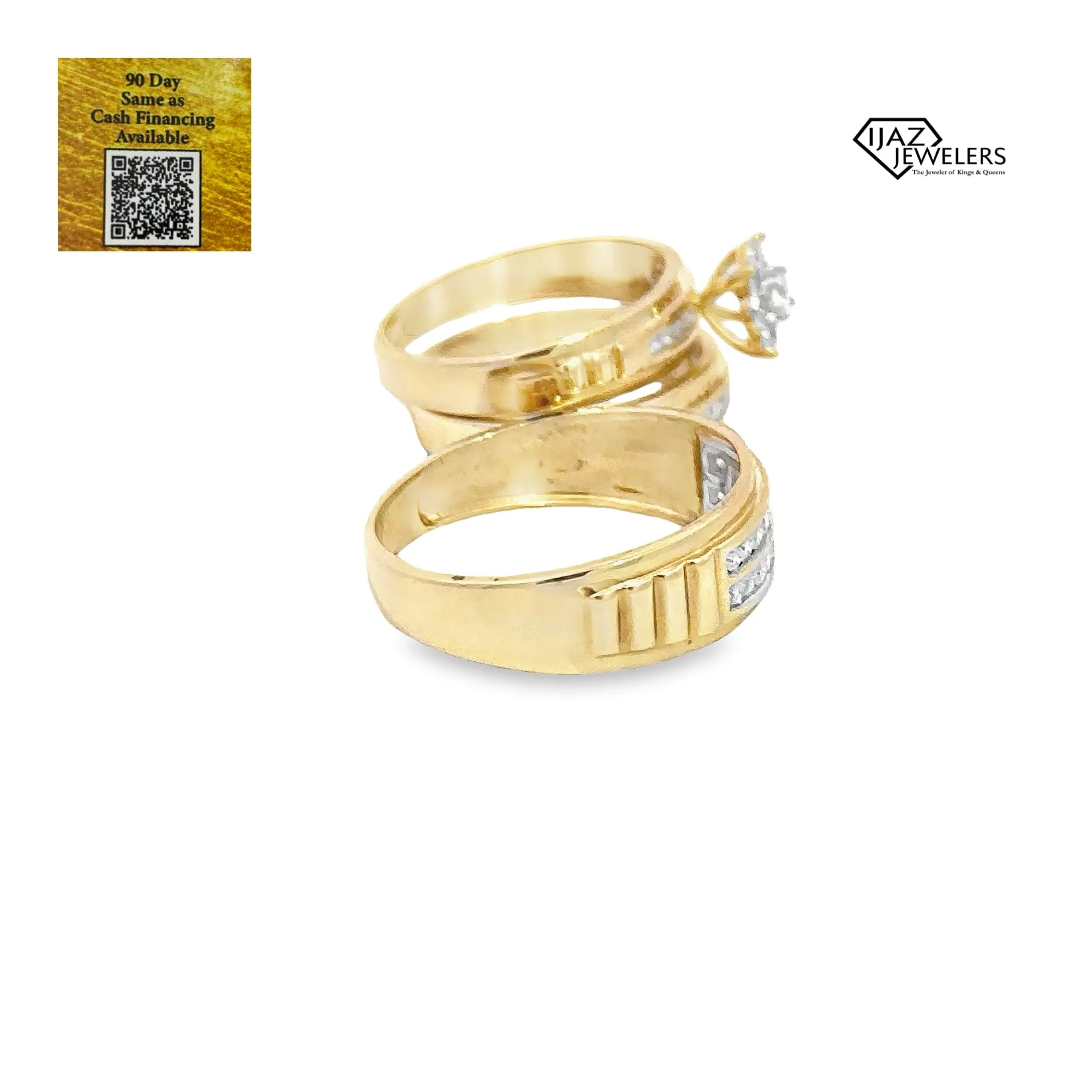 10K Gold 0.88 CTW Diamond Wedding Trio Set
