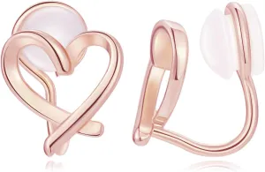 14K Gold Clip On Earrings for Women Cute Hypoallergenic Heart Earrings Non piercing Clip Earrings for Women Dainty Jewelry for Women