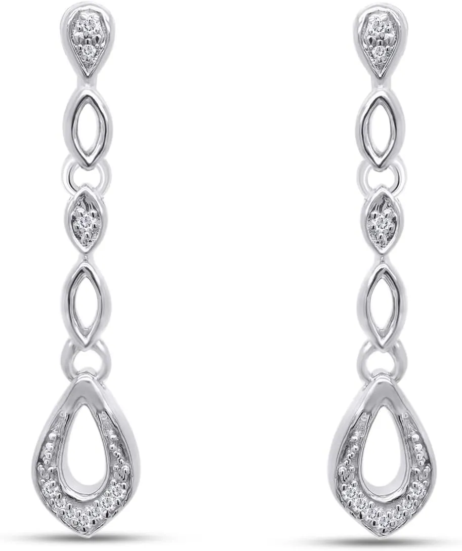 14K Gold Plated 925 Sterling Silver Diamond Accent Drop Dangle Earrings For Women Valentine's Day Gift For Her