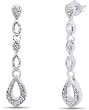 14K Gold Plated 925 Sterling Silver Diamond Accent Drop Dangle Earrings For Women Valentine's Day Gift For Her