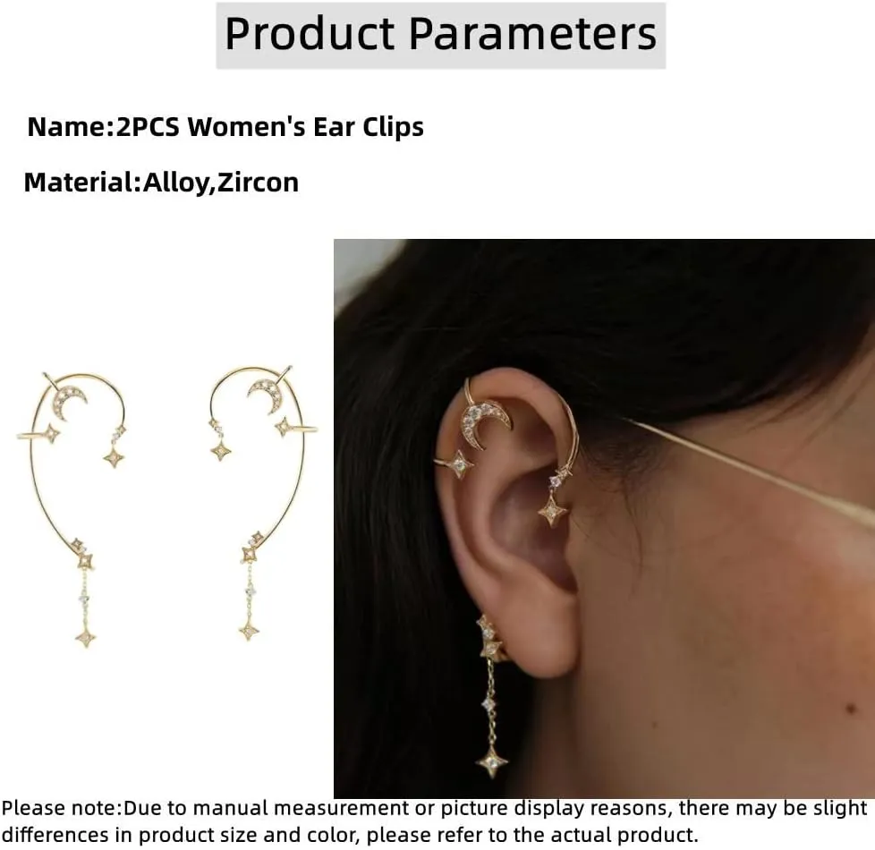 2PCS Women's Clip-On Earrings Hook Without Pierced
