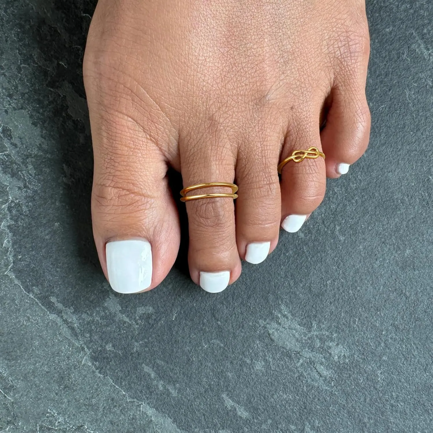 4pcs Toe Rings for Women Non Tanish Adjustable Gold Toe Rings Set Simple Cz Minimalist Ring for Women Beach Foot Jewelry