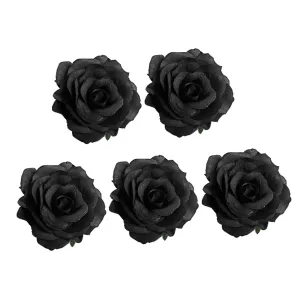 5Pcs Black Rose Brooches Hair Clips Elegant Funeral Accessories for Women Versatile Floral Pins for Clothing Bags Special Occasions Charming Decorative Jewelry