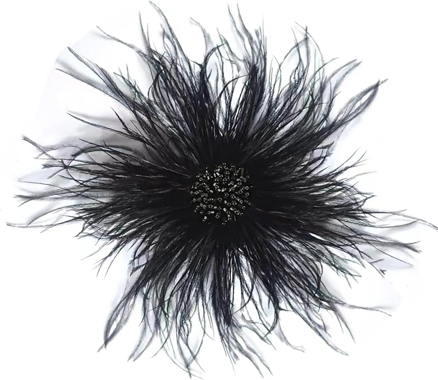 8inches Extra large feather and crystal brooch, Wedding or gala guest, Gift for her