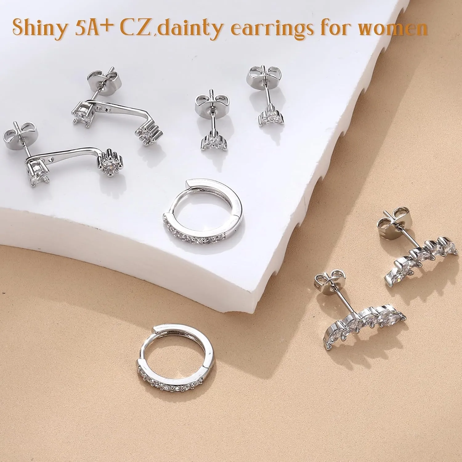 925 Sterling Silver Earrings for Women Trendy - 14K Gold Plated Earrings Set for Multiple Piercing Hypoallergenic Earrings Stacks for Sensitive Ears Dainty Gold Cartilage Earring Studs Pack Small Tragus Helix Cartilage Piercing Jewelry