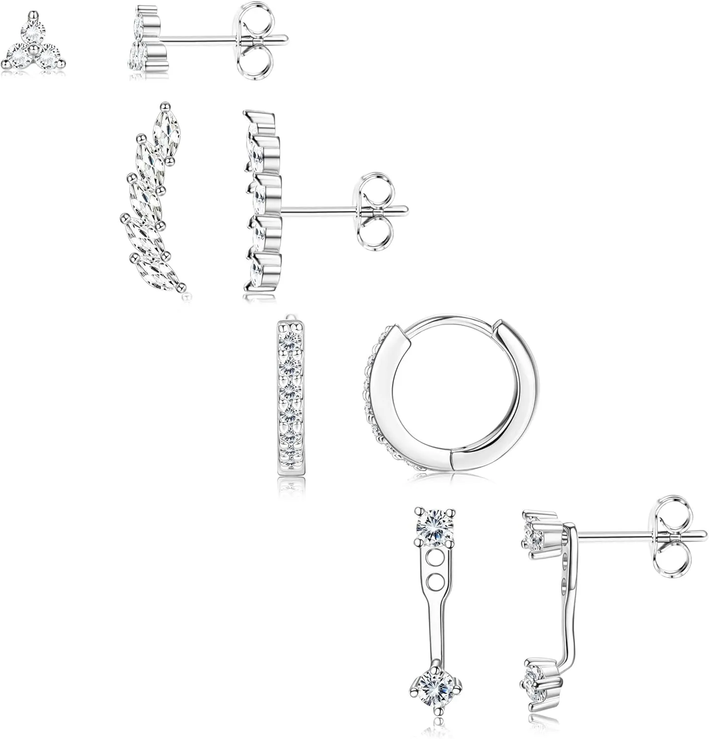 925 Sterling Silver Earrings for Women Trendy - 14K Gold Plated Earrings Set for Multiple Piercing Hypoallergenic Earrings Stacks for Sensitive Ears Dainty Gold Cartilage Earring Studs Pack Small Tragus Helix Cartilage Piercing Jewelry