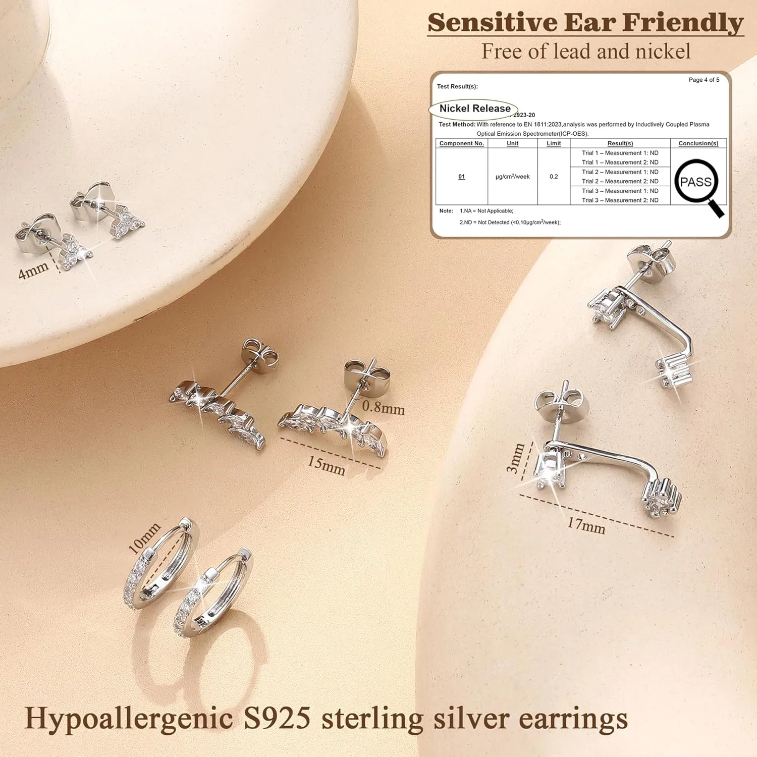 925 Sterling Silver Earrings for Women Trendy - 14K Gold Plated Earrings Set for Multiple Piercing Hypoallergenic Earrings Stacks for Sensitive Ears Dainty Gold Cartilage Earring Studs Pack Small Tragus Helix Cartilage Piercing Jewelry