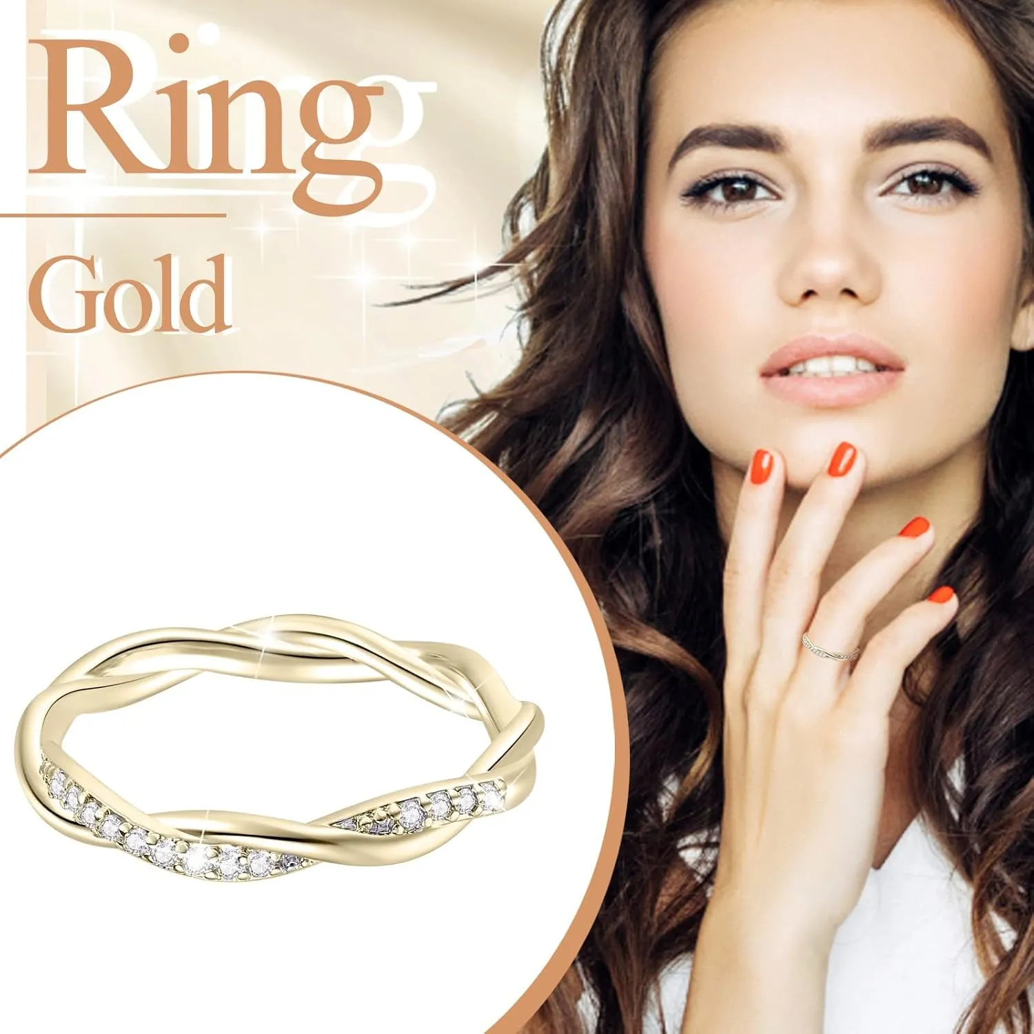 925 Sterling Silver Promise Ring for Her,Infinity Cubic Zirconia Wedding Band for Women Stackable Proposal Anniversary Rings