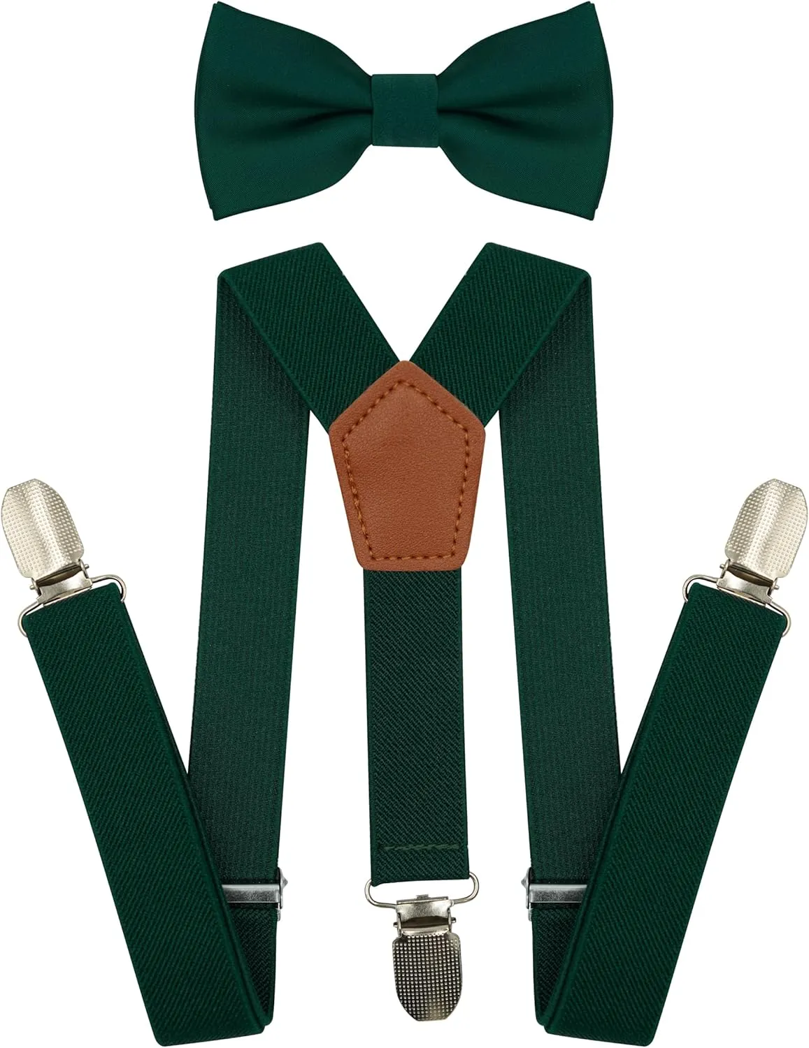 Adjustable Baby Boy Suspenders and Bow Tie, Pre-tied Kids Bowtie and Elastic Suspenders with 4 Strong Metal Clips