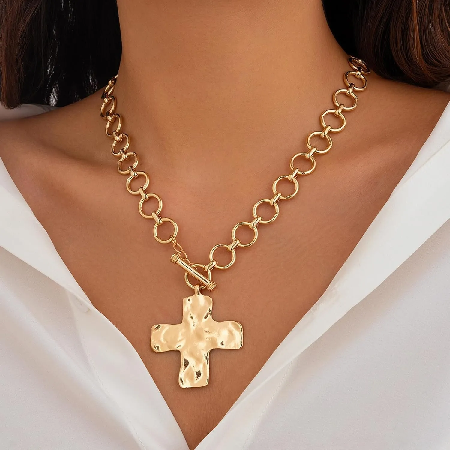 Aonklot Chunky Gold Necklace Statement Necklace for Women Gold Choker Necklace Cuban Link Necklace Snake Chain Trendy Necklace for Women 2025