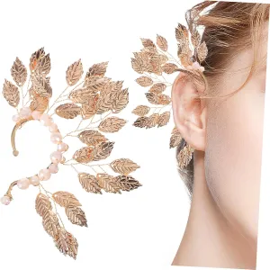 BESPORTBLE Ladies' Leaf Crystal Ear Cuff Wrap Earring Vintage Metal Design Non Pierced Clip for Dressy Occasions