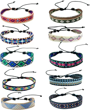 Boho Bracelets,10 PCS Adjustable Braided Bracelets Ankle Bracelets for Women Men Waterproof Surfer Men Bracelet Gifts Birthday Gift