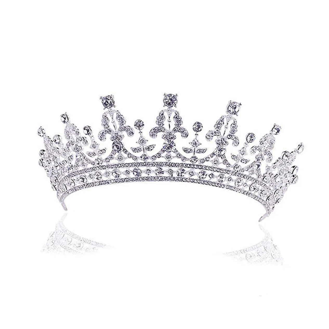 Bridal Crown Rhinestones Elegant Hair Clip Hairband for Weddings Engagements and Parties Silver Design for Women and