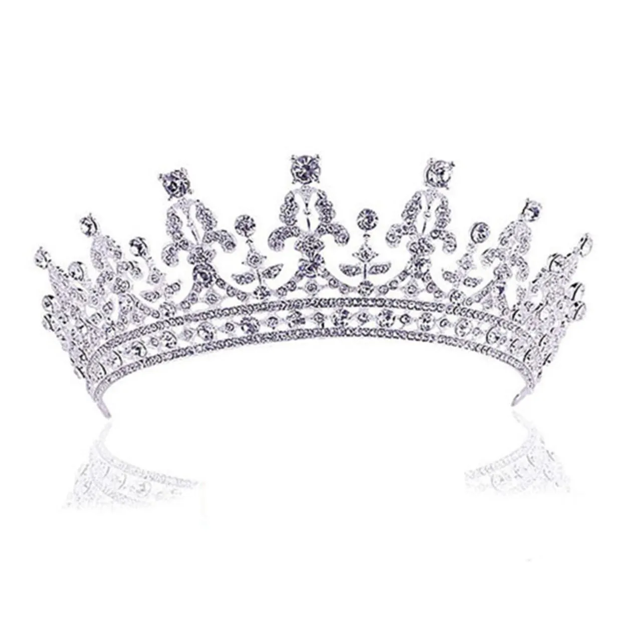 Bridal Crown Rhinestones Elegant Hair Clip Hairband for Weddings Engagements and Parties Silver Design for Women and