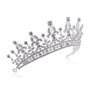 Bridal Crown Rhinestones Elegant Hair Clip Hairband for Weddings Engagements and Parties Silver Design for Women and