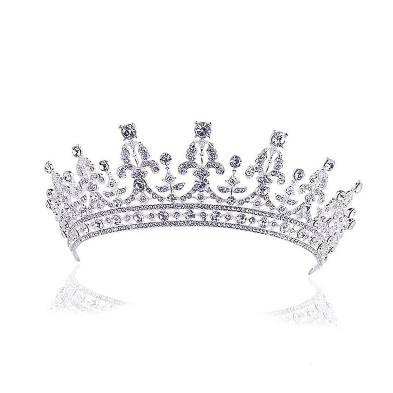 Bridal Crown Rhinestones Elegant Hair Clip Hairband for Weddings Engagements and Parties Silver Design for Women and