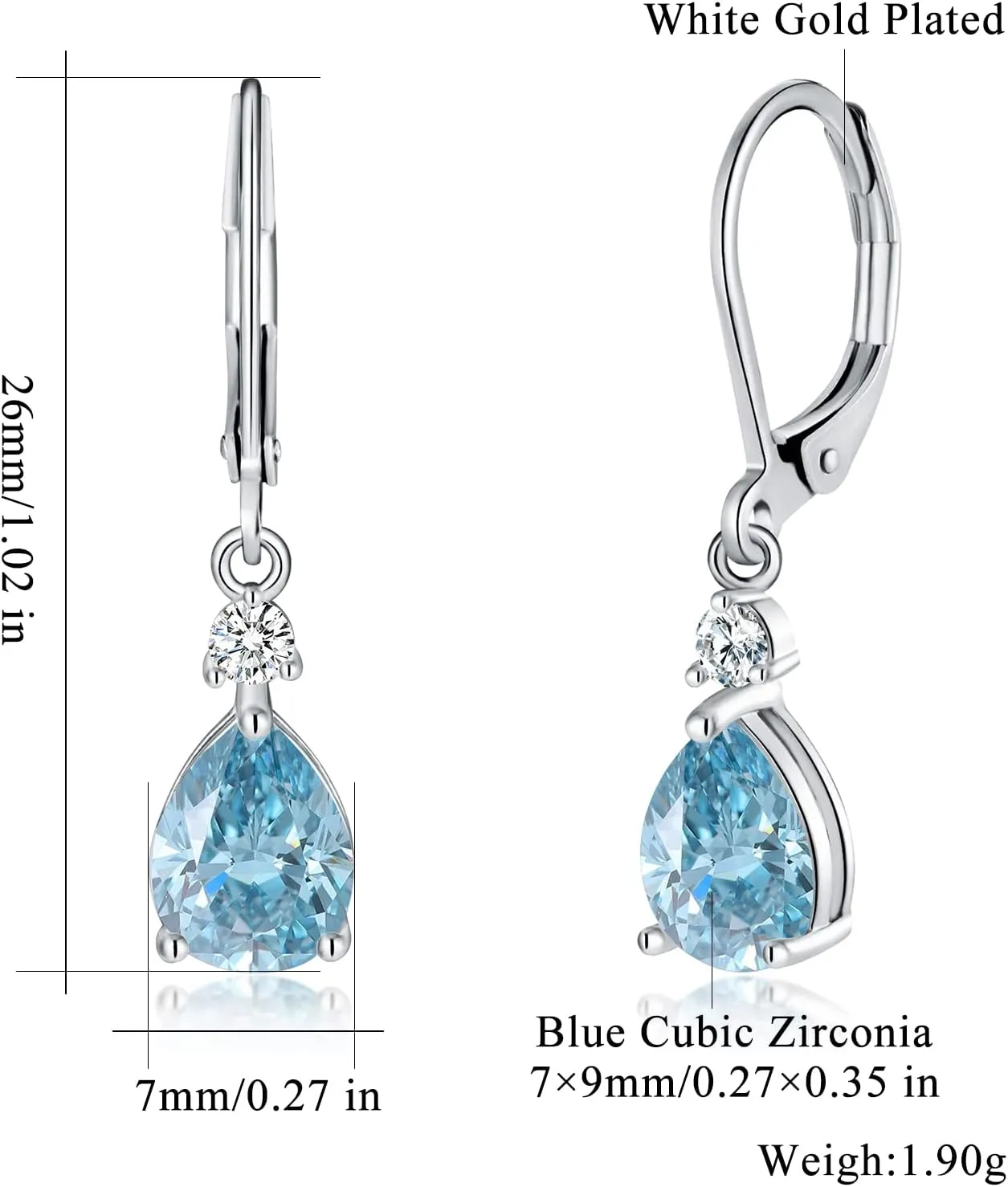 CiNily Teardrop Leverback Dangle Earrings for Women Hypoallergenic 14K Gold Plated Cubic Zircon Drop Earrings Fashion Crystal Earrings for Girls Jewelry Christmas Gifts