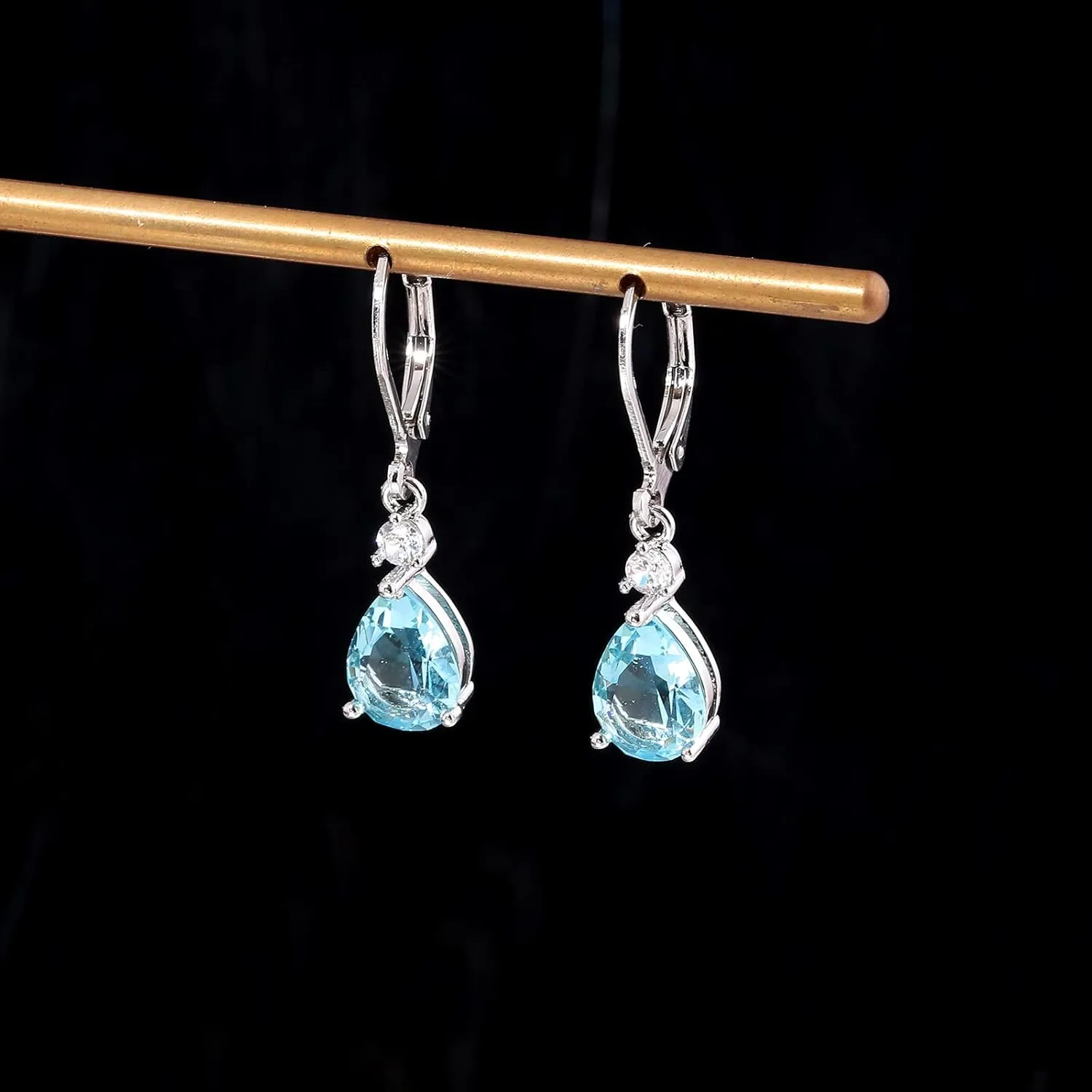 CiNily Teardrop Leverback Dangle Earrings for Women Hypoallergenic 14K Gold Plated Cubic Zircon Drop Earrings Fashion Crystal Earrings for Girls Jewelry Christmas Gifts