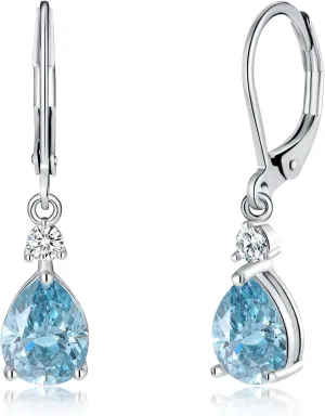 CiNily Teardrop Leverback Dangle Earrings for Women Hypoallergenic 14K Gold Plated Cubic Zircon Drop Earrings Fashion Crystal Earrings for Girls Jewelry Christmas Gifts
