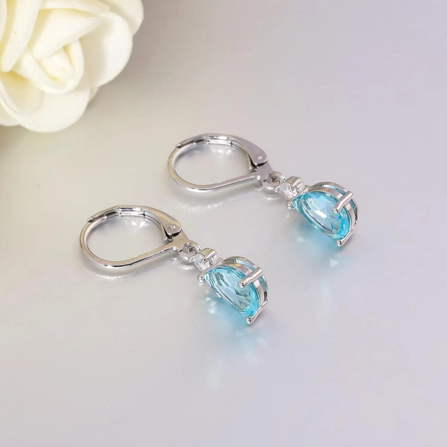 CiNily Teardrop Leverback Dangle Earrings for Women Hypoallergenic 14K Gold Plated Cubic Zircon Drop Earrings Fashion Crystal Earrings for Girls Jewelry Christmas Gifts