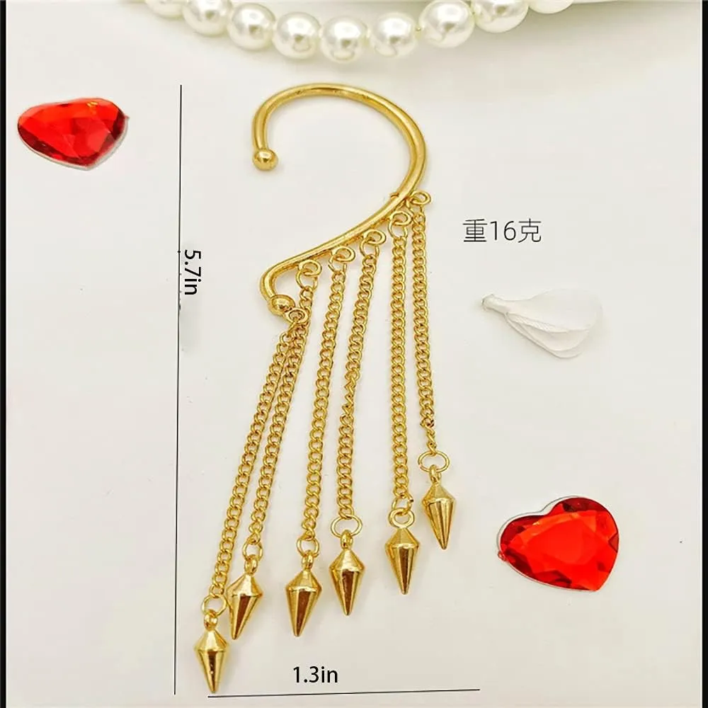 CSIYANJRY99 Gold Silver Long Tassel Ear Cuff Chain Earrings,Punk Retro Ear Crawler Earrings,Hip Hop Ear Wrap Droping Earrings for Women Gifts