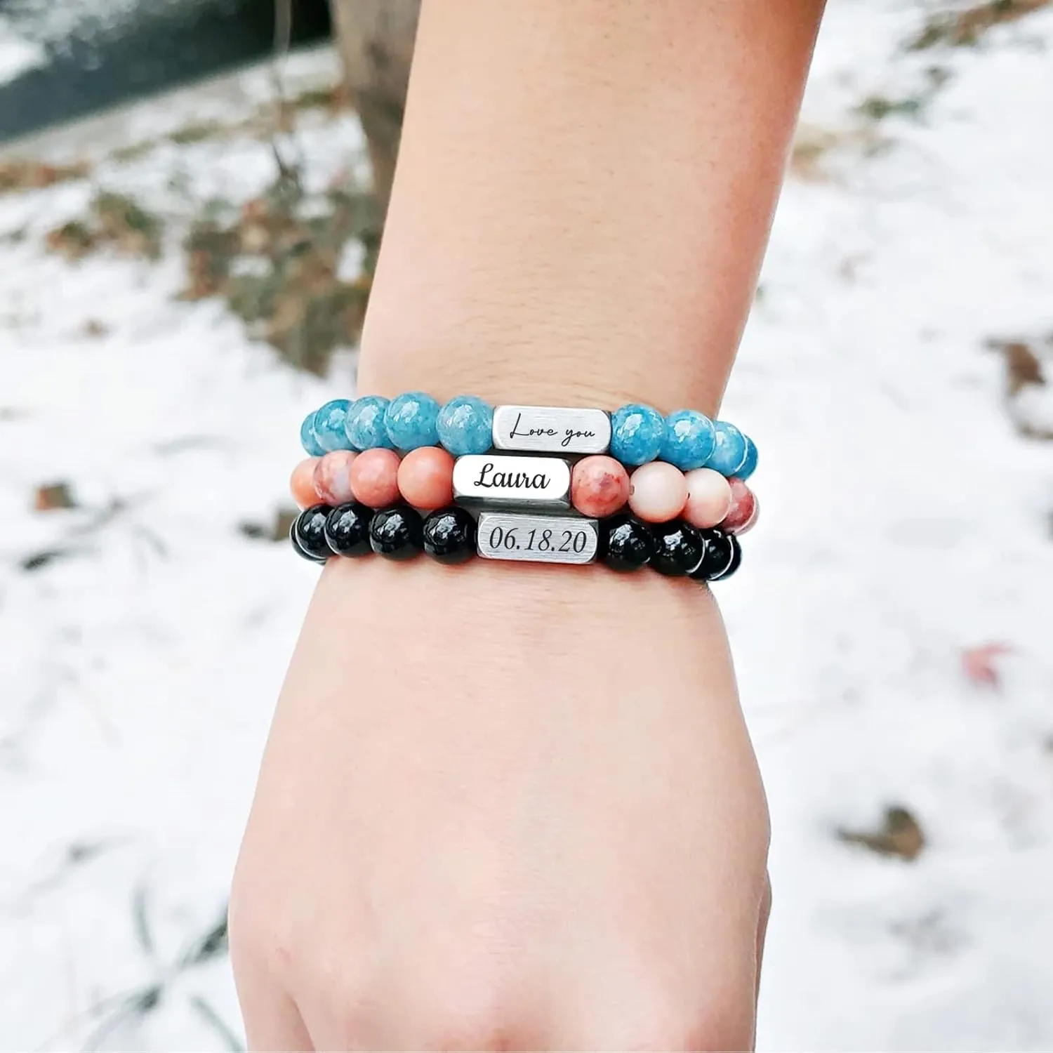 Custom Bracelets Personalized Bracelets for Women Men Handmade Bracelets Friendship Bracelets Beads ID Bracelet Customized Jewelry Gift