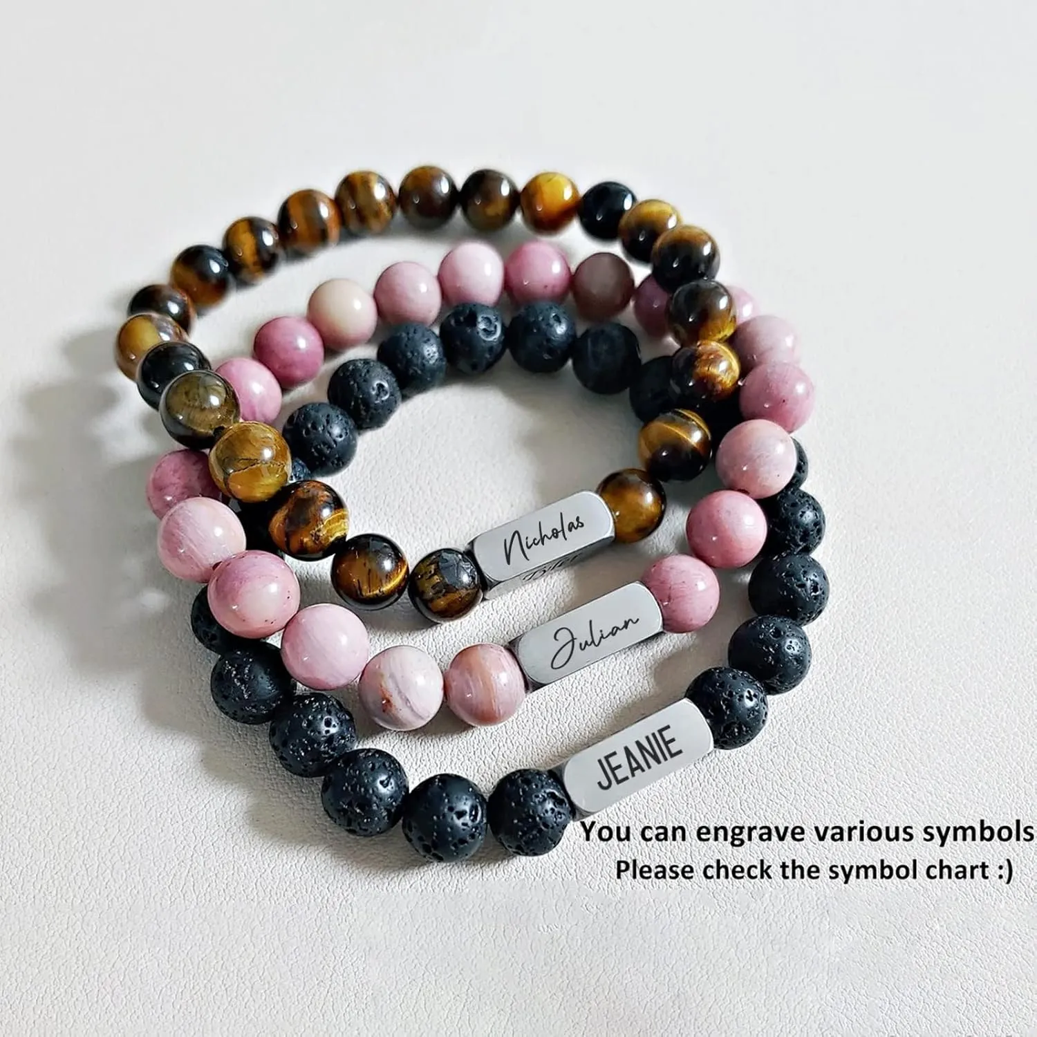 Custom Bracelets Personalized Bracelets for Women Men Handmade Bracelets Friendship Bracelets Beads ID Bracelet Customized Jewelry Gift