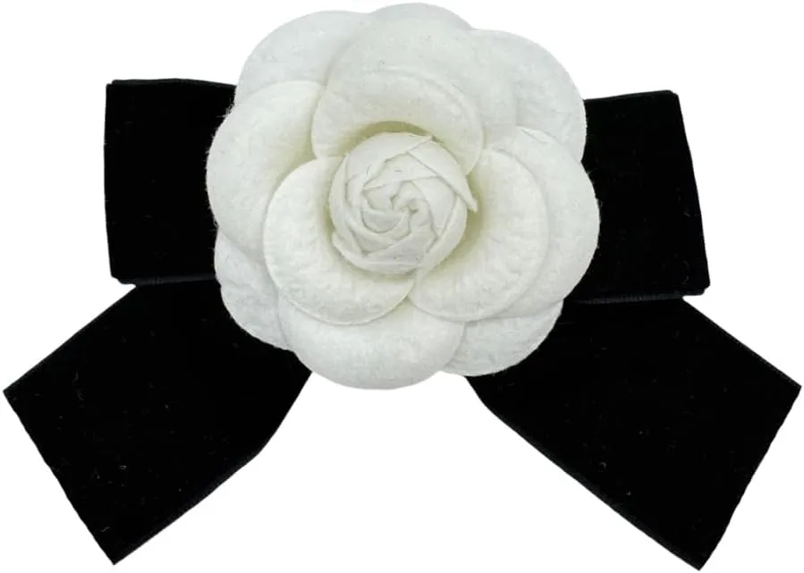 Elegant Bow Camellia Brooch Retro Small Fragrant Breeze Camellia Brooch Lapel Pins Bow Brooch Hair Accessories Clothing Hat Bag Accessories for Women Teen Girls