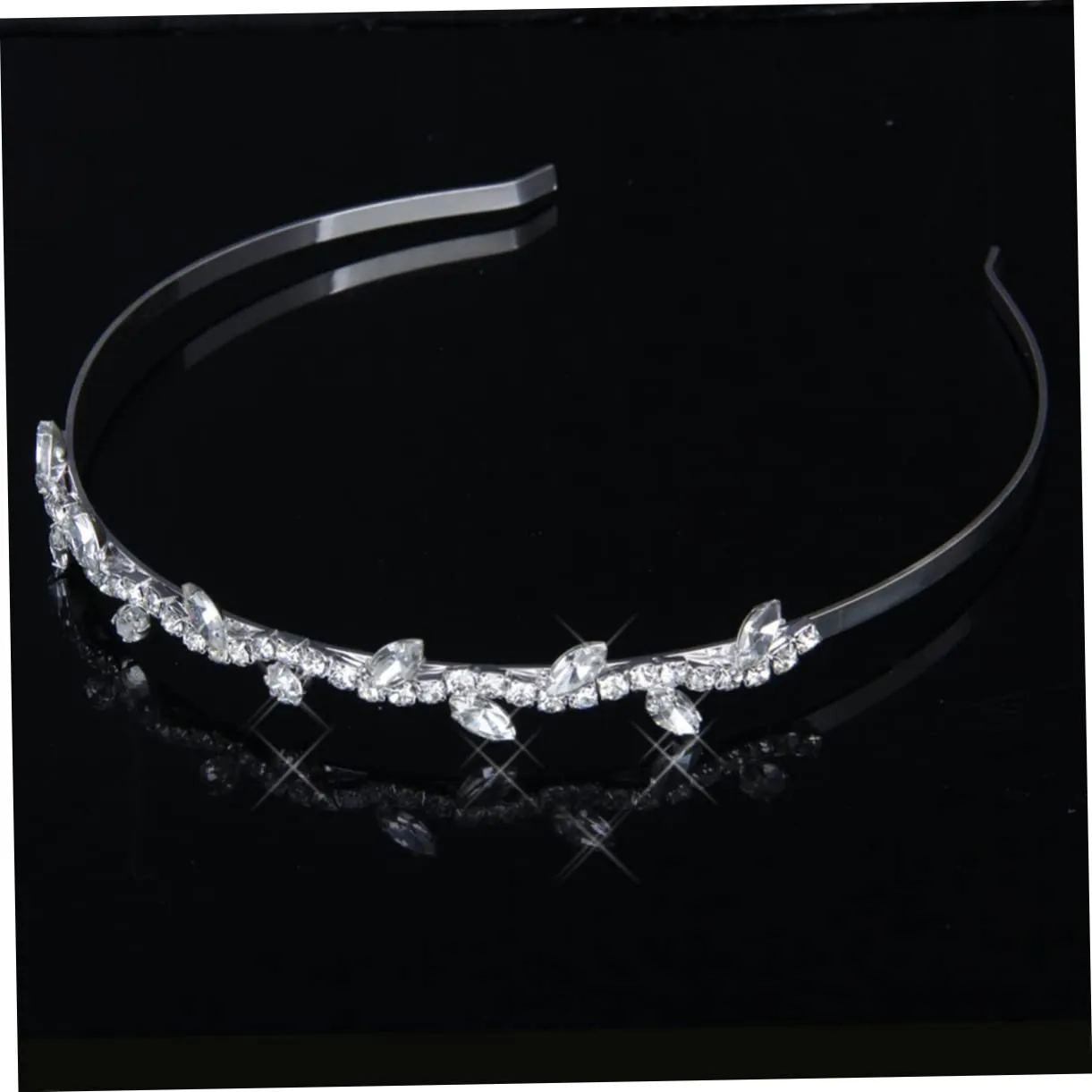 FRCOLOR Diamond Look Tiara Bridal Hair Band Silver Alloy Hair Clip Wedding Engagement Party Accessory