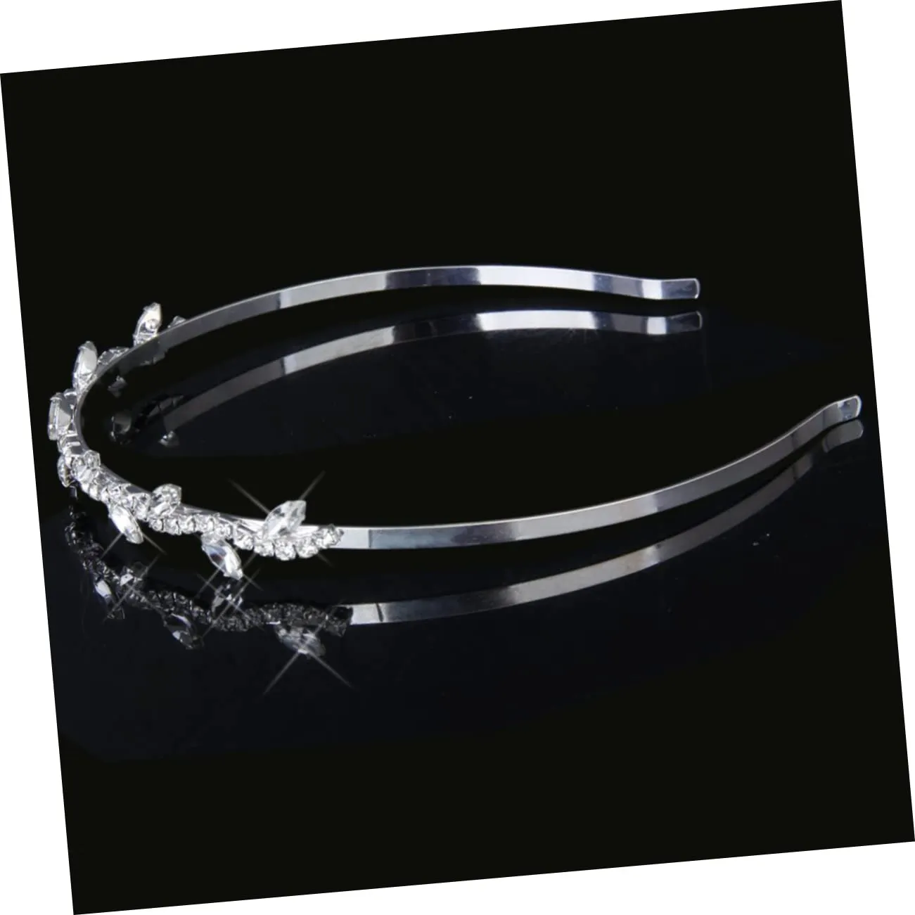 FRCOLOR Diamond Look Tiara Bridal Hair Band Silver Alloy Hair Clip Wedding Engagement Party Accessory