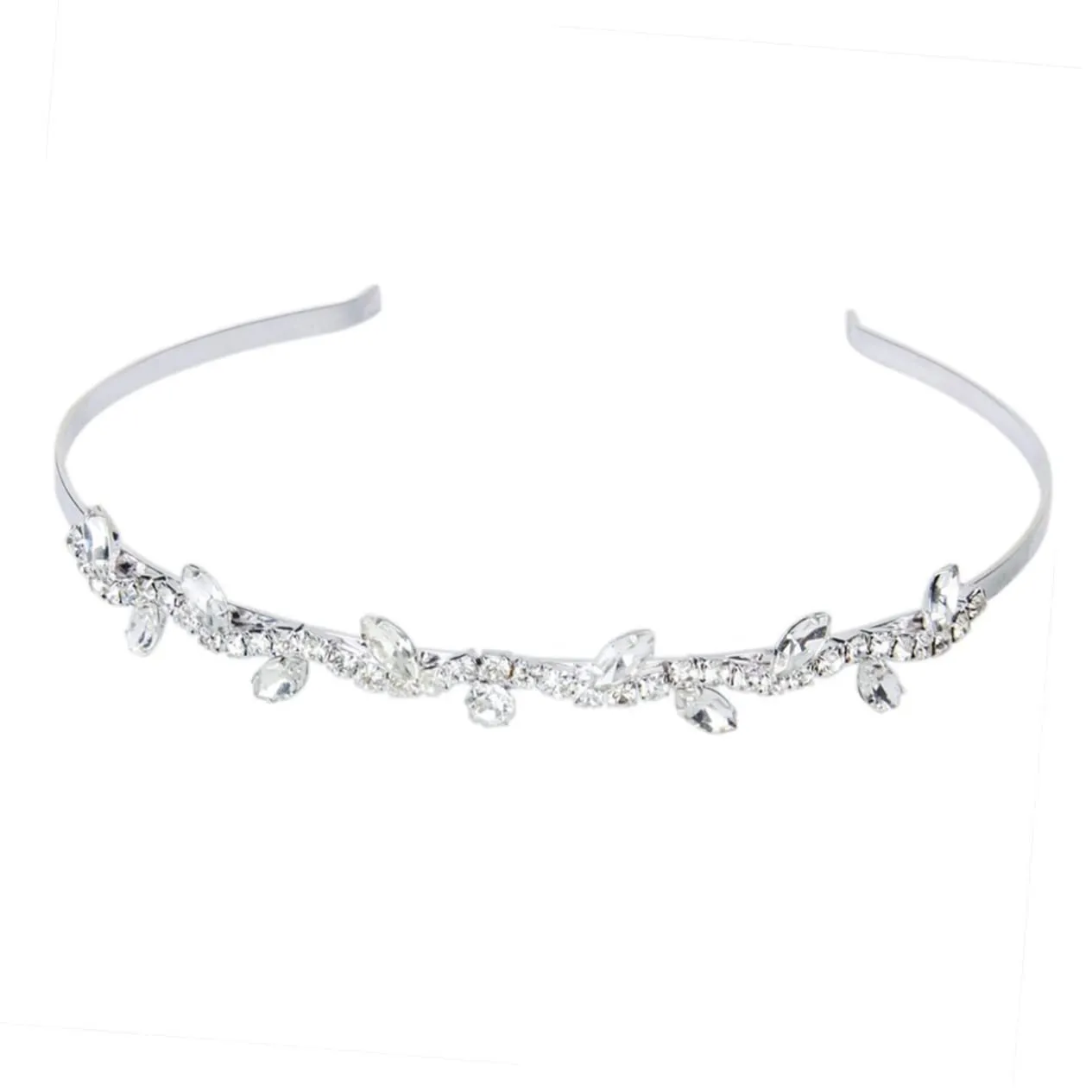 FRCOLOR Diamond Look Tiara Bridal Hair Band Silver Alloy Hair Clip Wedding Engagement Party Accessory