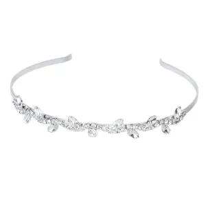 FRCOLOR Diamond Look Tiara Bridal Hair Band Silver Alloy Hair Clip Wedding Engagement Party Accessory