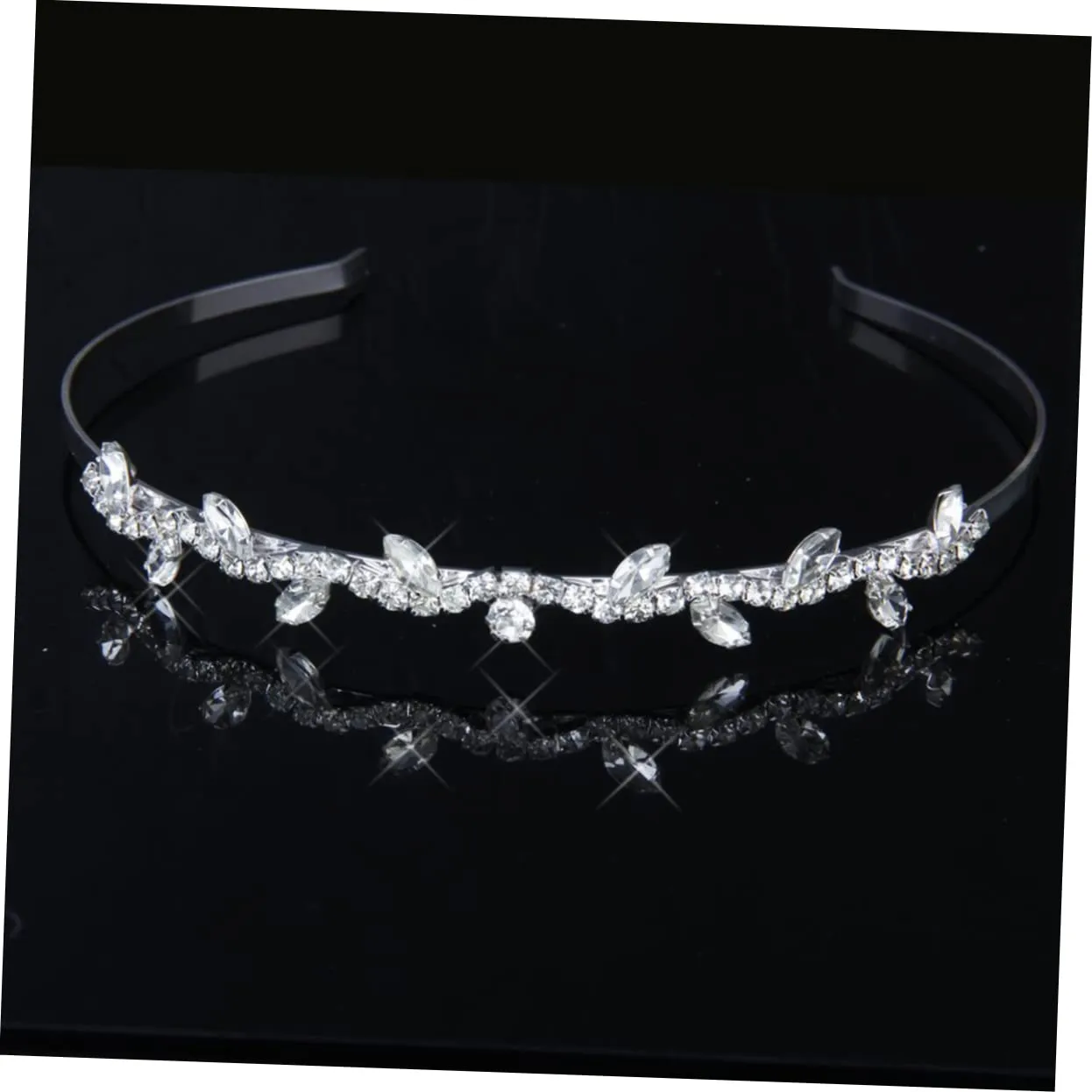 FRCOLOR Diamond Look Tiara Bridal Hair Band Silver Alloy Hair Clip Wedding Engagement Party Accessory