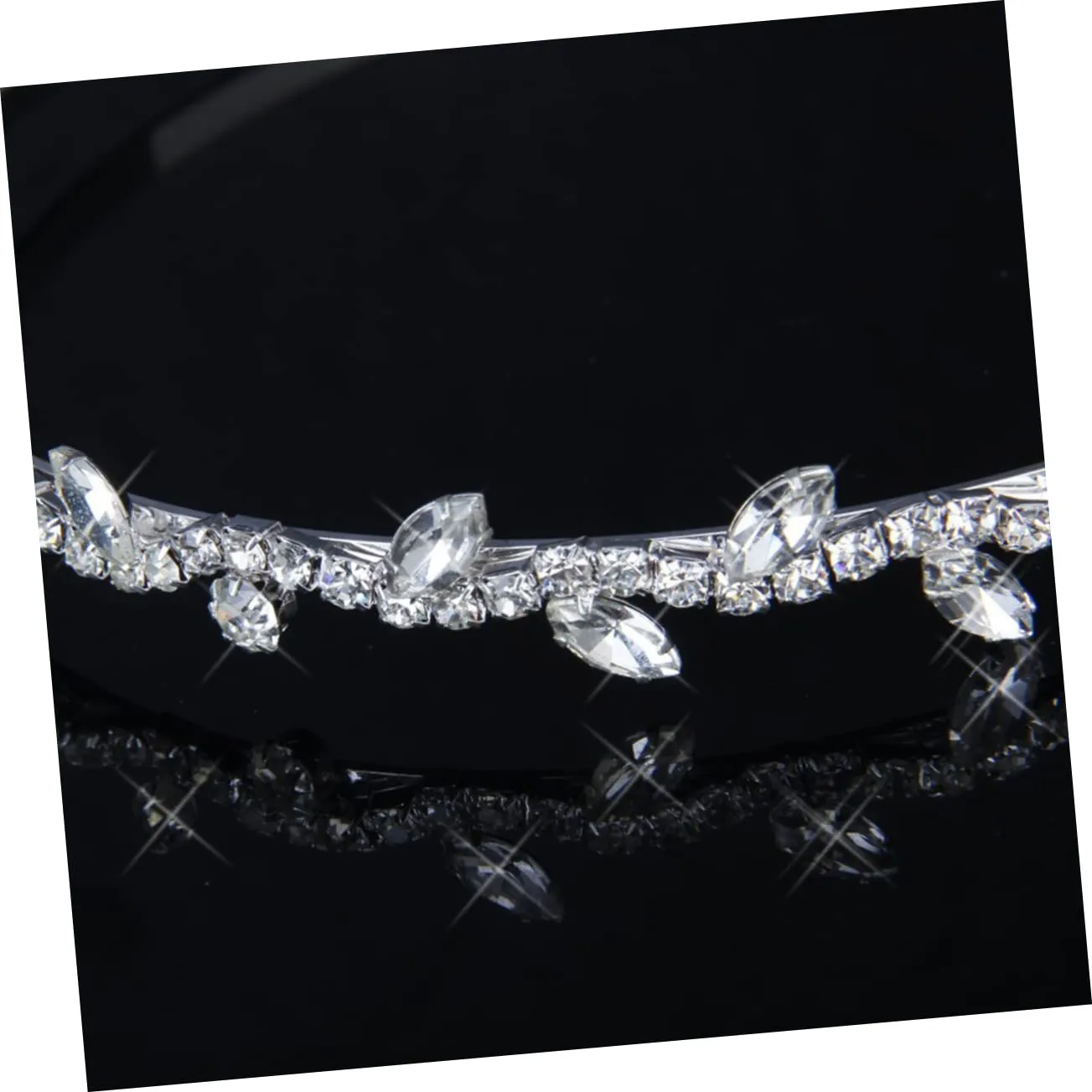 FRCOLOR Diamond Look Tiara Bridal Hair Band Silver Alloy Hair Clip Wedding Engagement Party Accessory