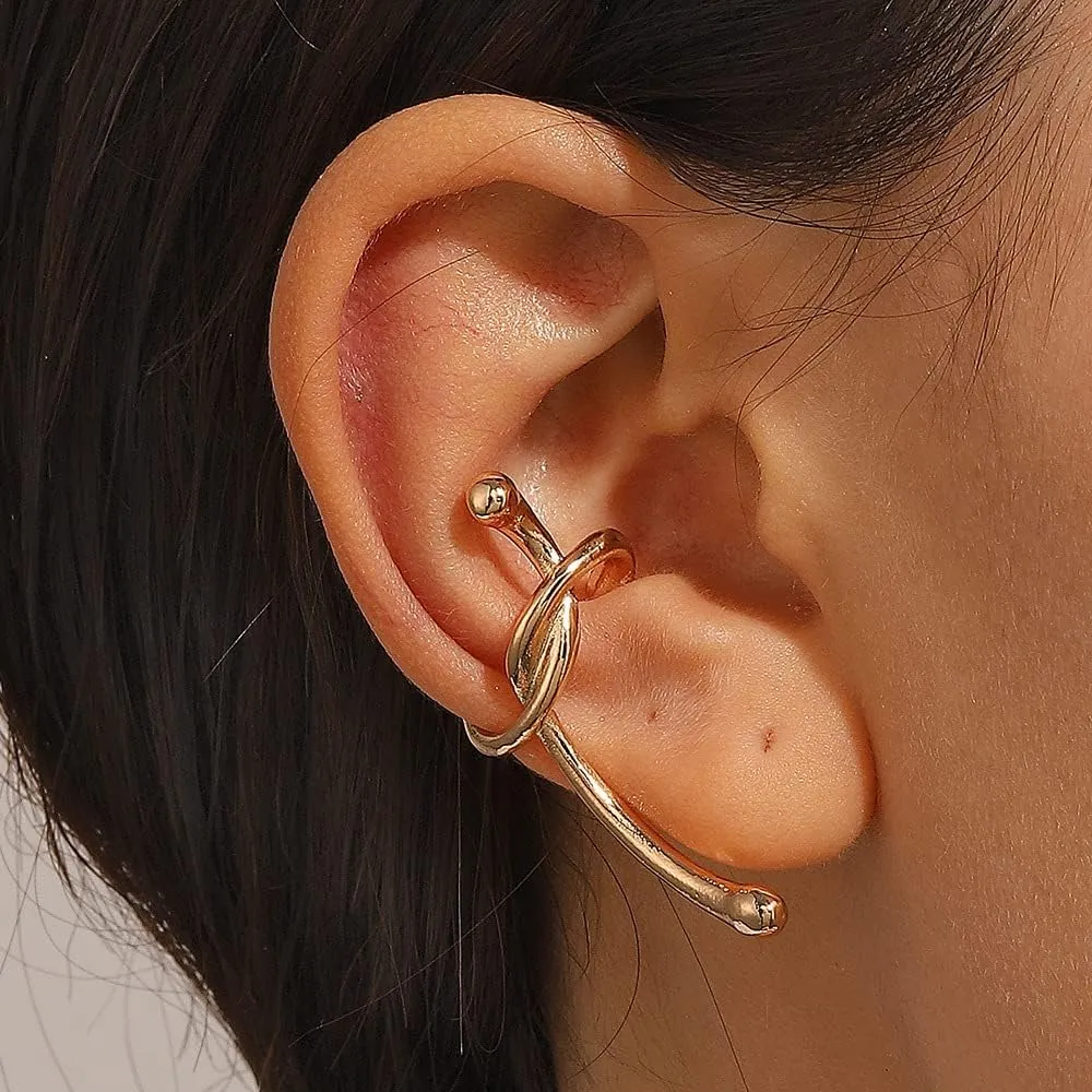 Gold Cuffs Earrings for Women Pearl Clip on Non Pierced Ear Cuff for Women Linear Strip Earrings Heart Tassel Earrings Jewelry