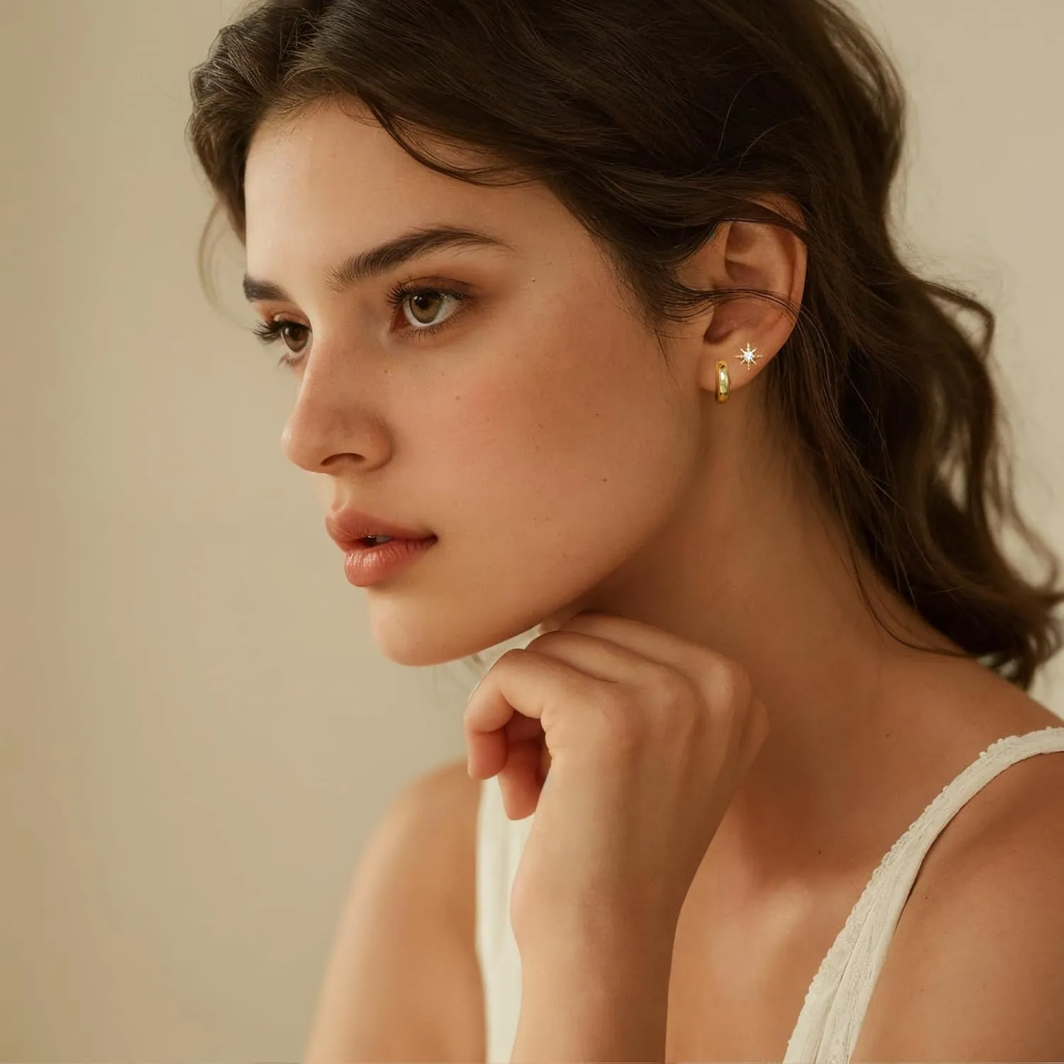 Gold Hoop Earrings for Women, Gold Earring Sets Stackable Earrings,CZ Hoop Earrings Set for Multiple Piercing Women Jewelry