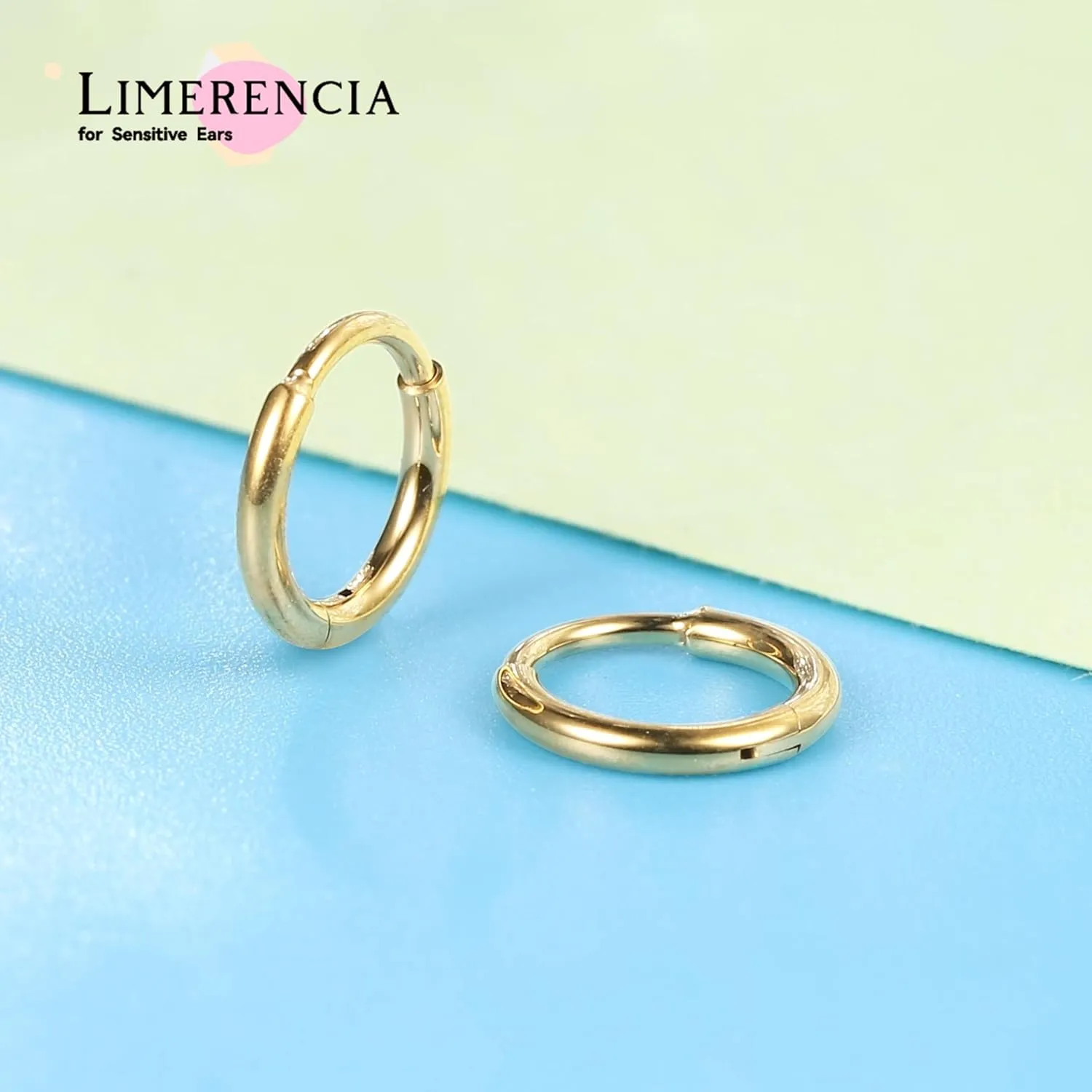 limerencia Small Hoop Earrings for Women, Hypoallergenic Titanium Huggie Hoop Earrings Set G23 Piercings Cartilage Earrings Set for Women Sensitive Ears (No stones Gold, 6mm)