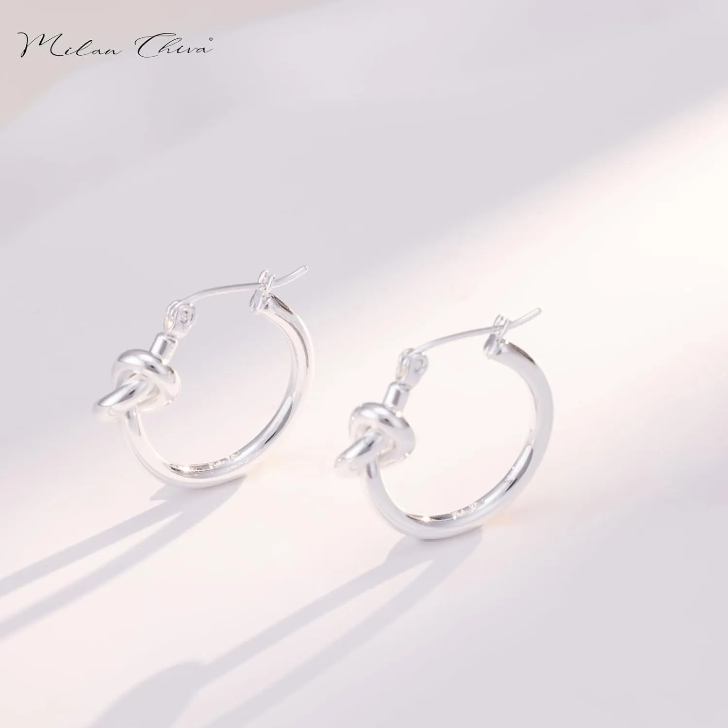 Milan Chiva 14K Gold Hoop Earrings for Women, Plated Knot Twisted Rope Round Earrings, Sparkle Huggie Dainty Hypoallergenic Small Earrings for Womens Fashion Jewelry