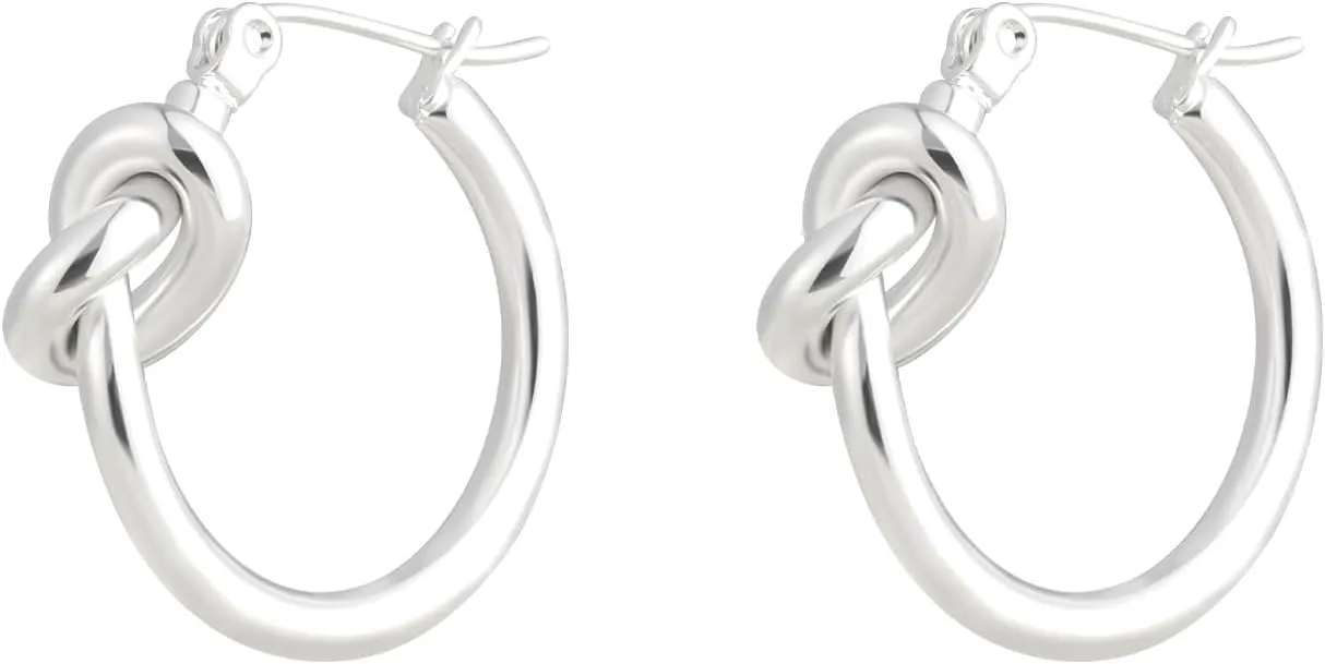 Milan Chiva 14K Gold Hoop Earrings for Women, Plated Knot Twisted Rope Round Earrings, Sparkle Huggie Dainty Hypoallergenic Small Earrings for Womens Fashion Jewelry