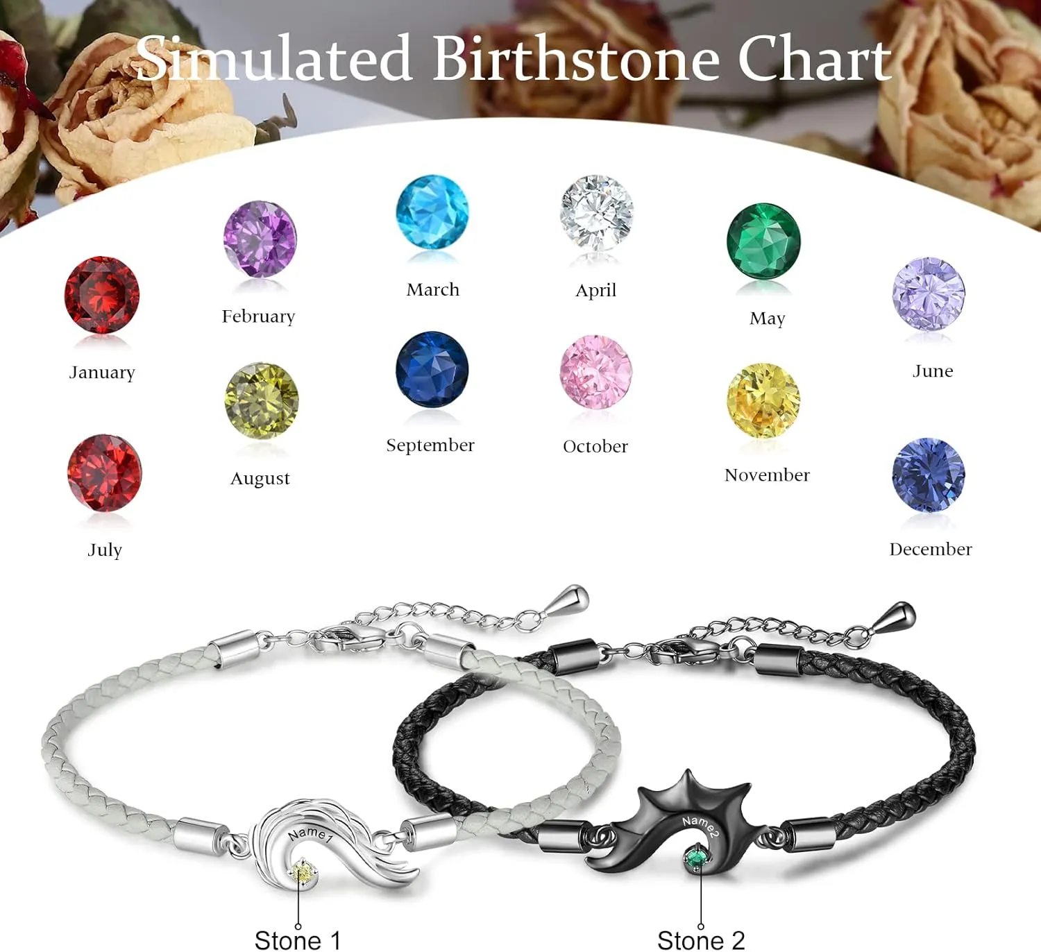 Personalized Custom Name Matching Bracelets for Couples His and Hers Bracelets for Valentine's Day Boyfriend and Girlfriend Mobius Bracelets