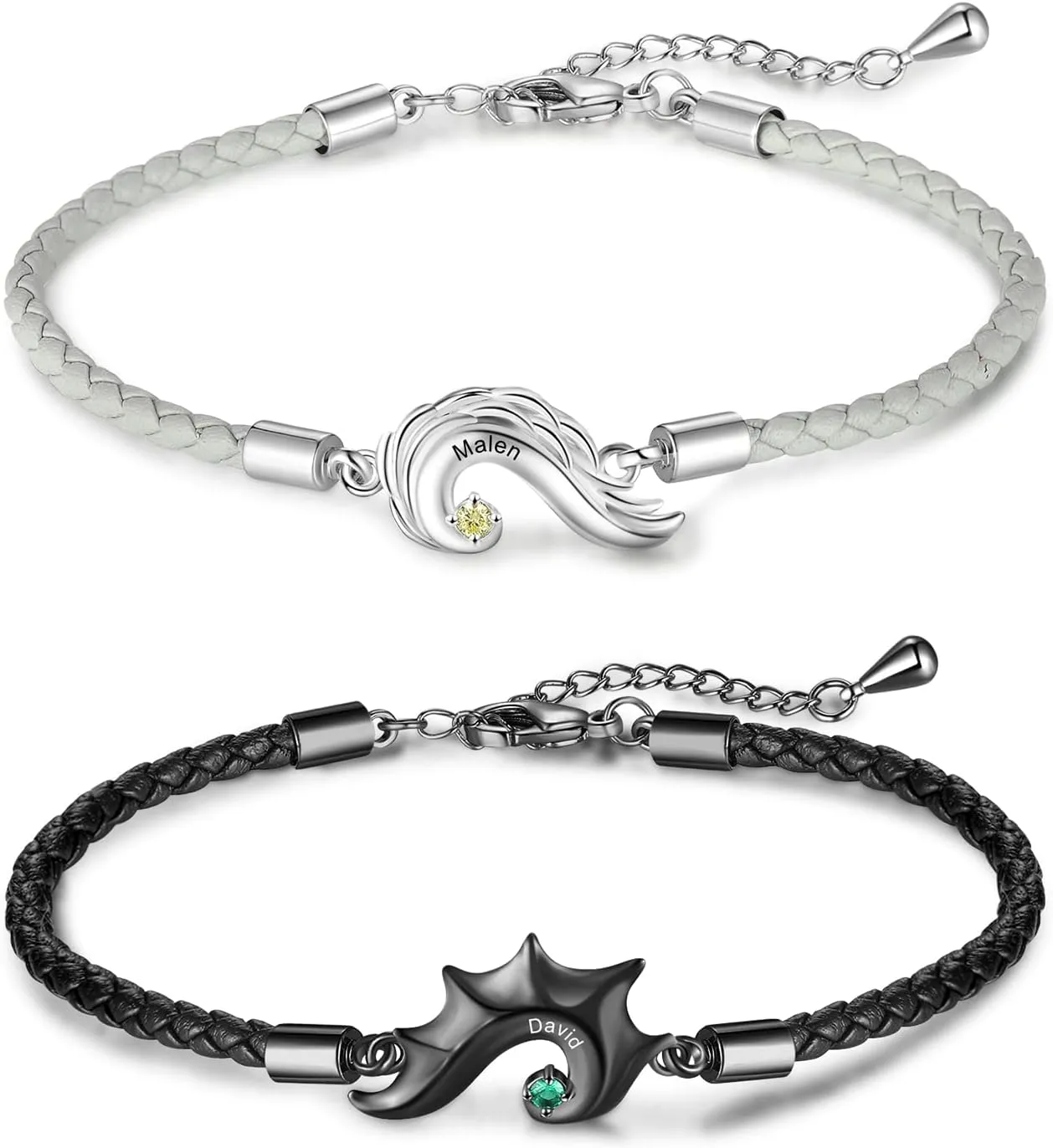 Personalized Custom Name Matching Bracelets for Couples His and Hers Bracelets for Valentine's Day Boyfriend and Girlfriend Mobius Bracelets