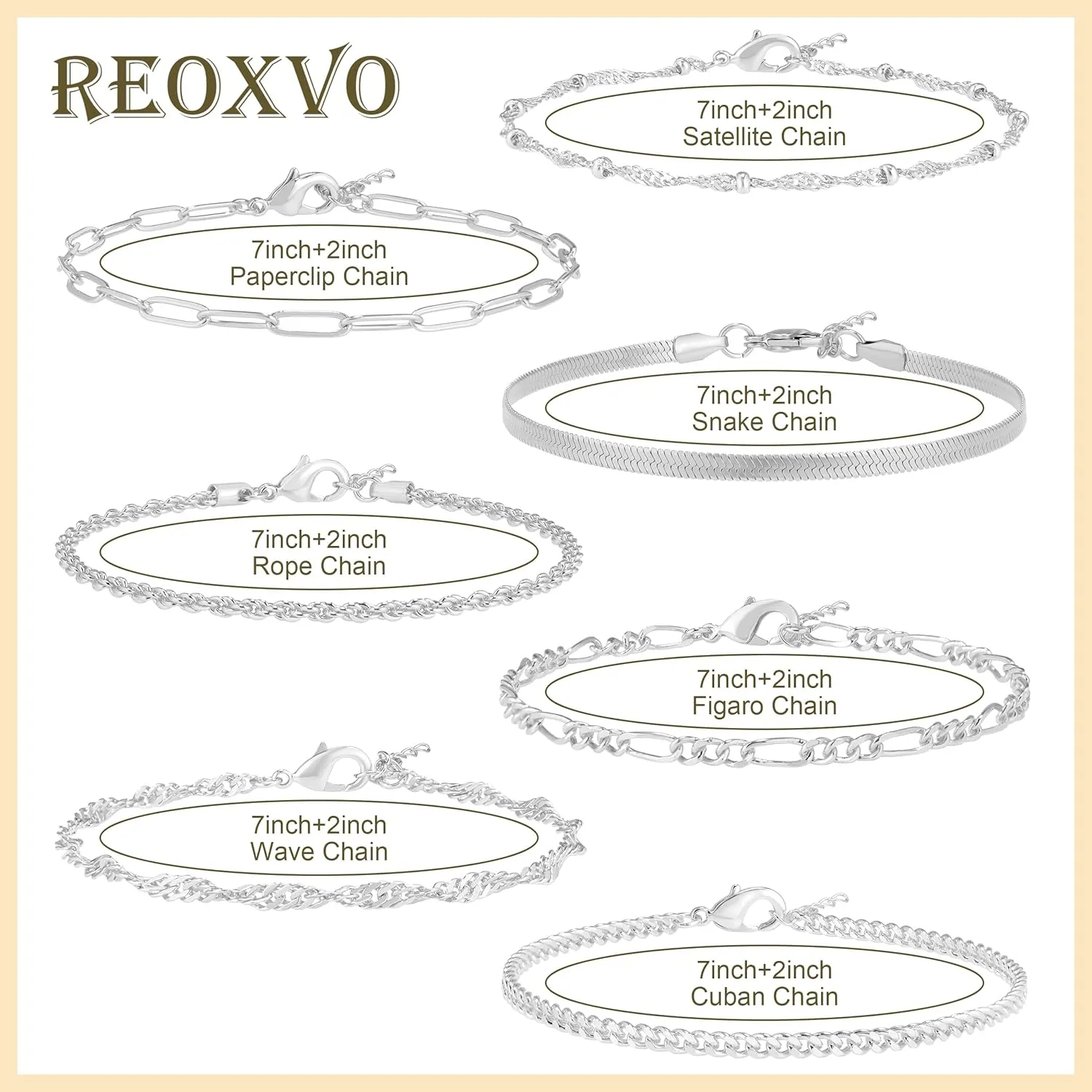 Reoxvo Dainty Bracelets for Women Trendy, Sterling Silver Plated Brass Link Chain Charm Bracelet Set for Women Stack 14K Gold Plated Brass Link Bracelets Jewelry Gift for Women