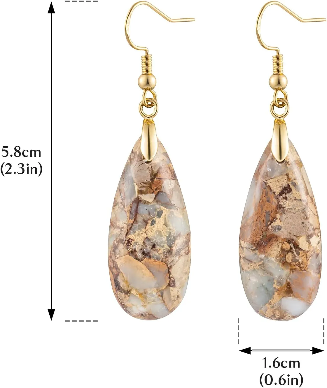 Stone Drop Earrings for Women Teardrop Created Imperial Jasper Dangle Drop Earrings