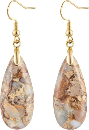 Stone Drop Earrings for Women Teardrop Created Imperial Jasper Dangle Drop Earrings