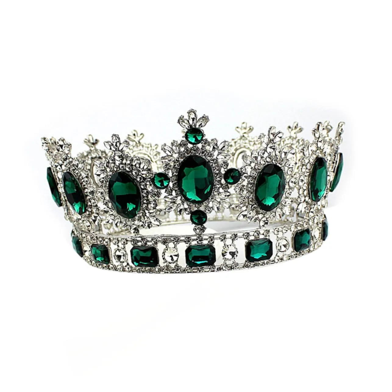 Wedding Hair Loop Bride Hair Clip Bridal Hairband Green Rhinestone Tiara Headpiece Alloy Rhinestone Versatile