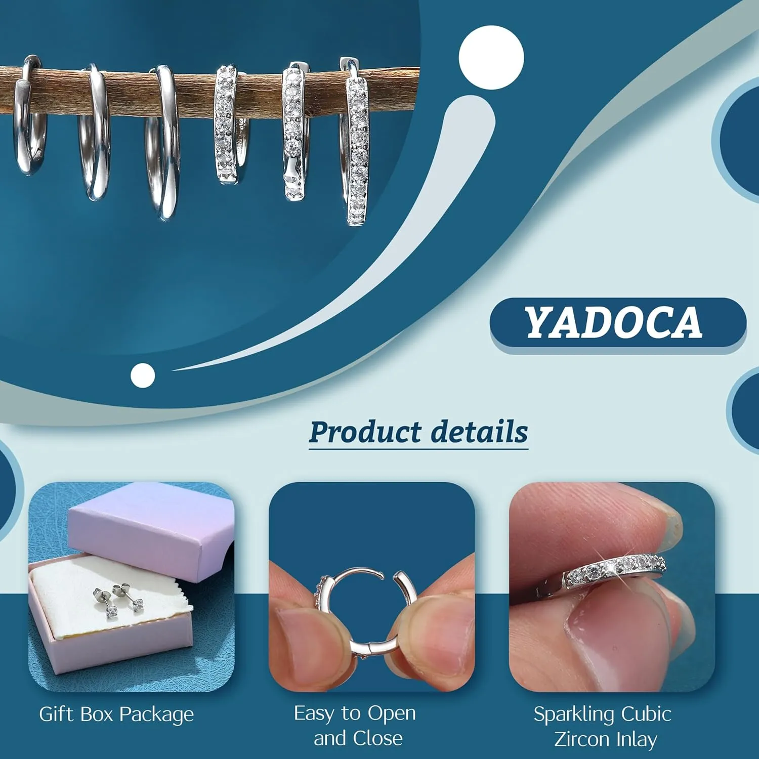 YADOCA Hypoallergenic Surgical Steel Earrings Sets for Multiple Piercing - Small Stud Earrings For Women Men - Stainless Steel Earrings Studs Hoop Earrings for Sensitive Ears Silver Gold Tone 10pairs