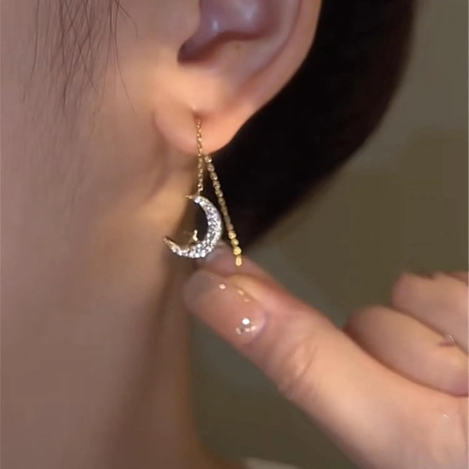 Zircon Moon Earrings Star Dangle Earrings Butterfly Tassel Earrings Minimalist Piercing Studs Trendy Earrings Fashion Pendant Earrings