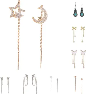 Zircon Moon Earrings Star Dangle Earrings Butterfly Tassel Earrings Minimalist Piercing Studs Trendy Earrings Fashion Pendant Earrings